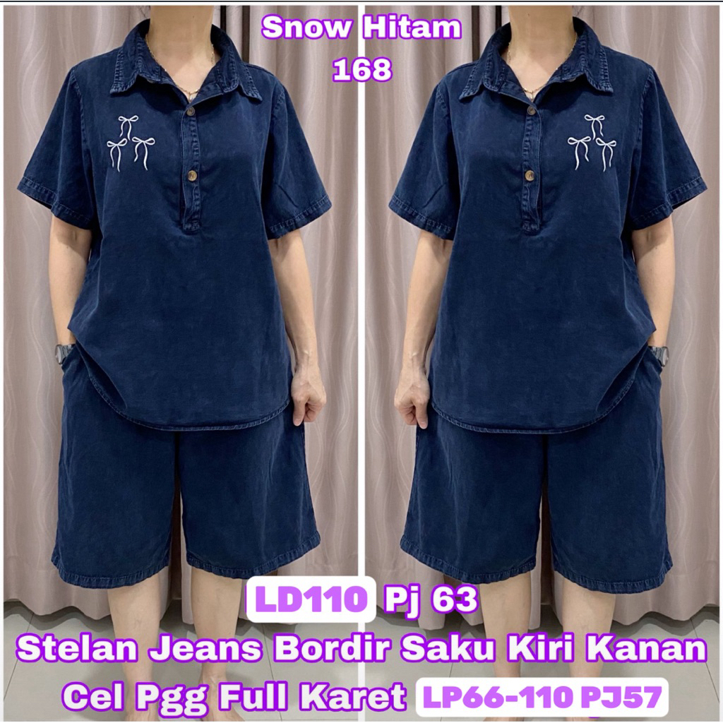 168 ชุดยีนส์ EMBROIDERED RIBBON 3/4 สําหรับผู้หญิง LD110|ชุดปกเสื้อ |ONESET ลําลอง