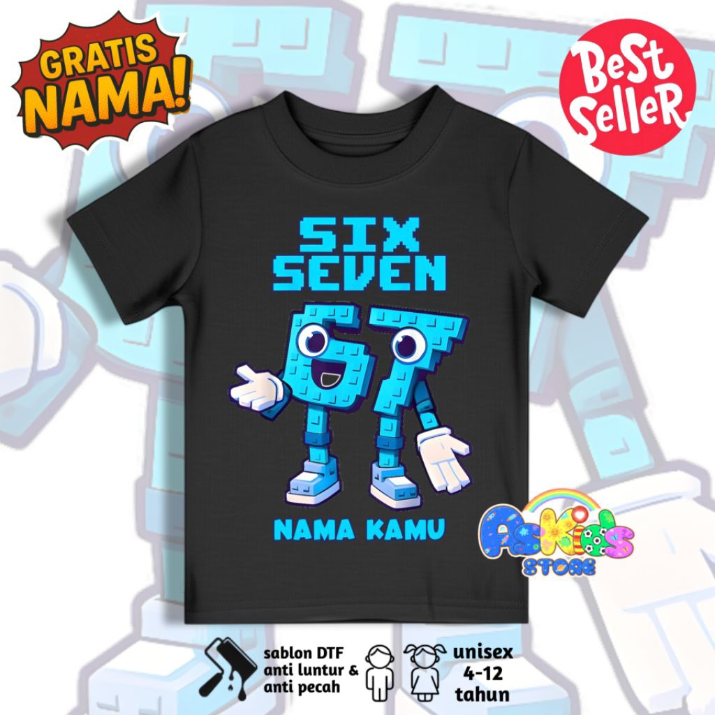 Six Seven 67 Set A Brainrot Roblox Game Character Kids T-Shirt/Trendy Top