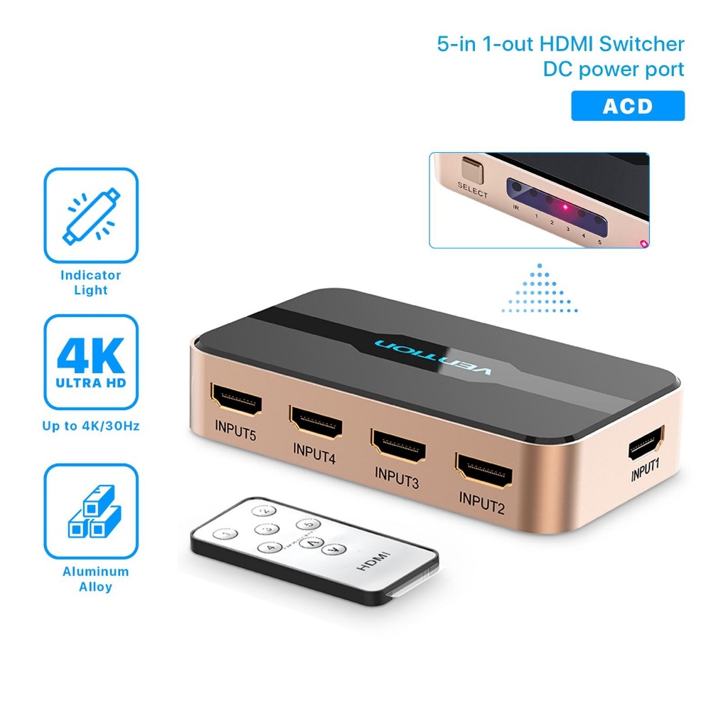 Vention HDMI Switcher 5 in 1 Output - ACD