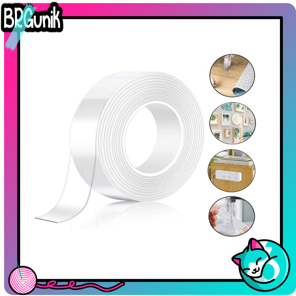 BRGUNIK เทปคู่ Super Strong Elastic Clear มัลติฟังก์ชั่นเทป 5 เมตรเทปกาวยาว R555