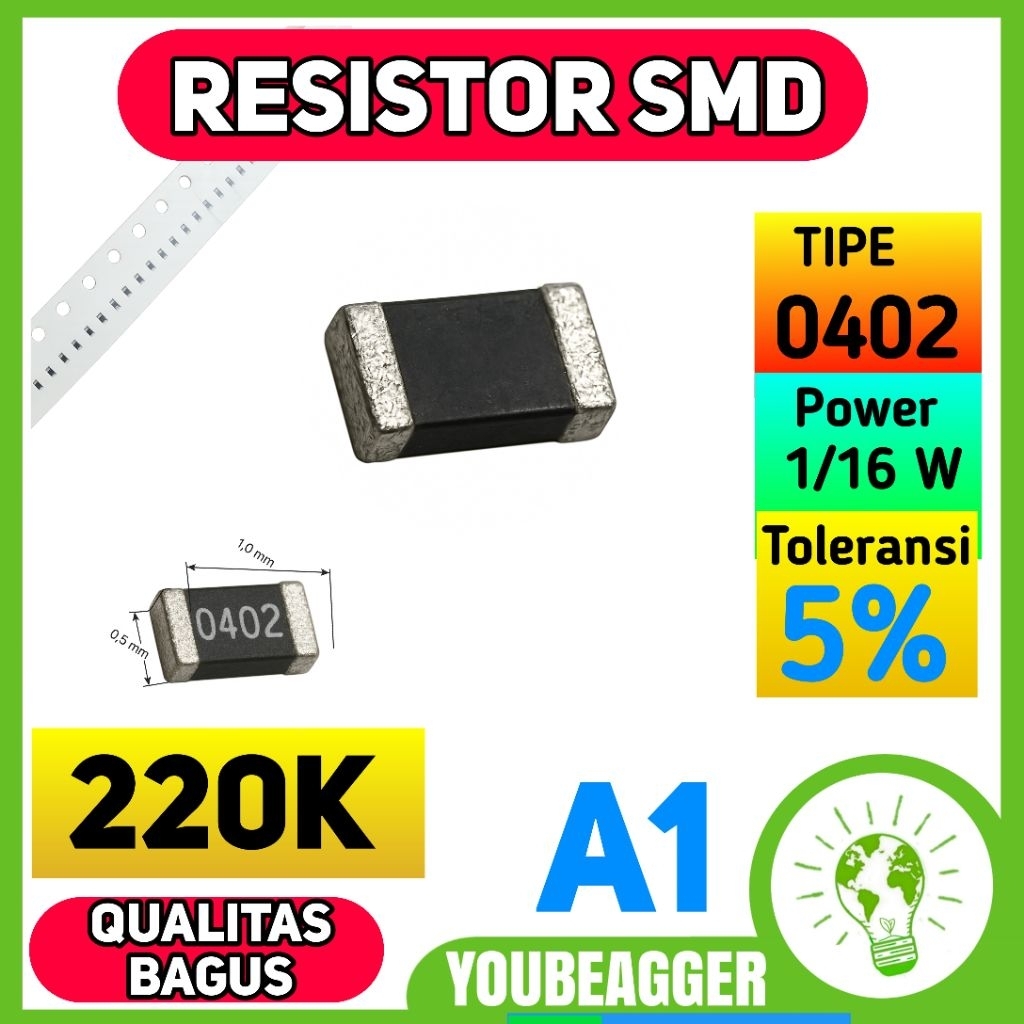 ตัวต้านทาน SMD 220K 0402 1/16W 5%