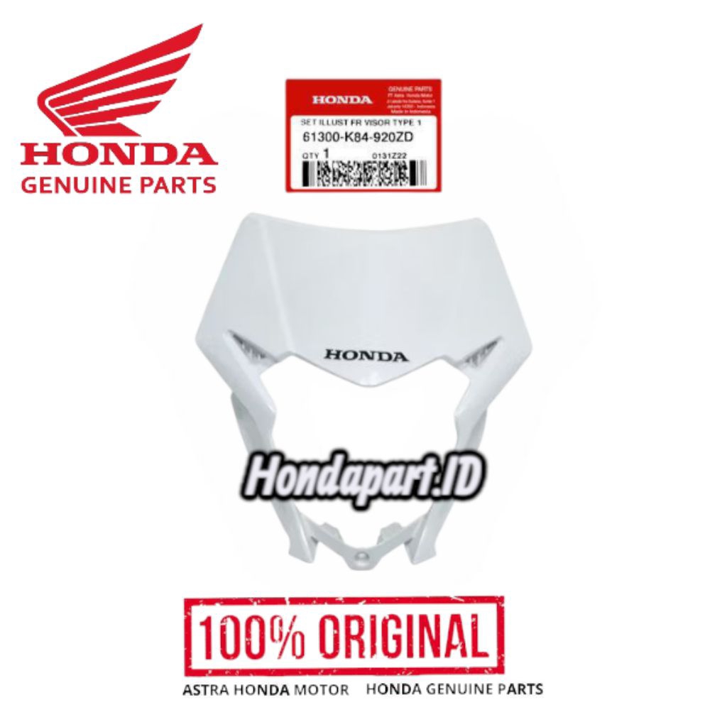 61300-K84-920ZD ชุด Illust ด้านหน้า Visor ประเภท 1 ฝาครอบไฟหน้า CRF 150L สีขาว AHM