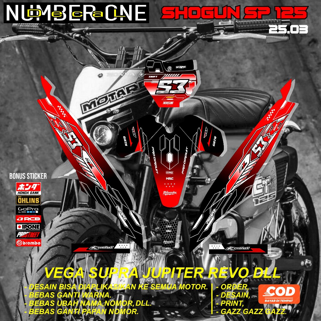สติ๊กเกอร์ RBT SHOGUN SP 125 MOTOR RBT BEBEK MODIF SUPERMOTO YZ CRF KLX KX KTM RBT รหัส 25.03