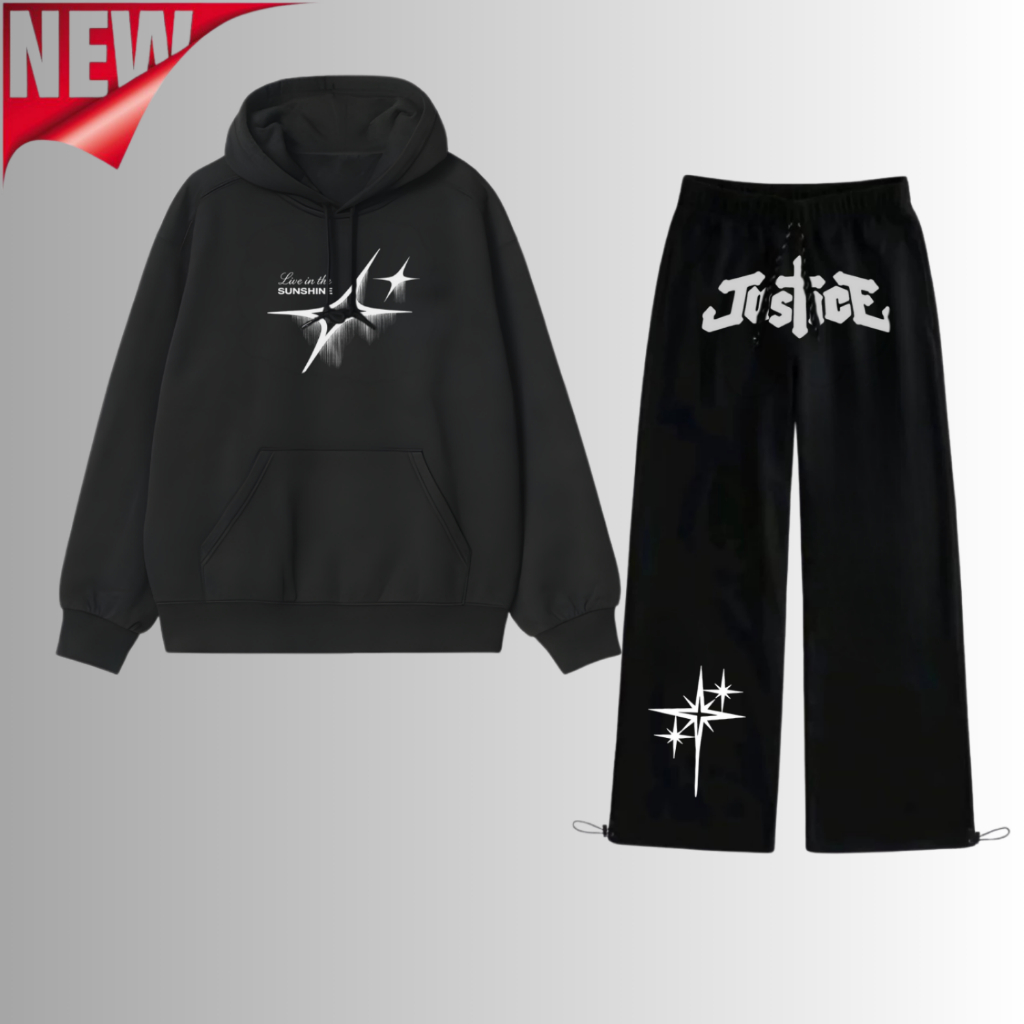 Speeding.ceo 1 ชุดเสื้อกันหนาวมีฮู้ดผู้ชายกางเกงขายาว Beggy Gombrong บอลลูนนุ่มหนาวัสดุเย็นสีดํา Ske