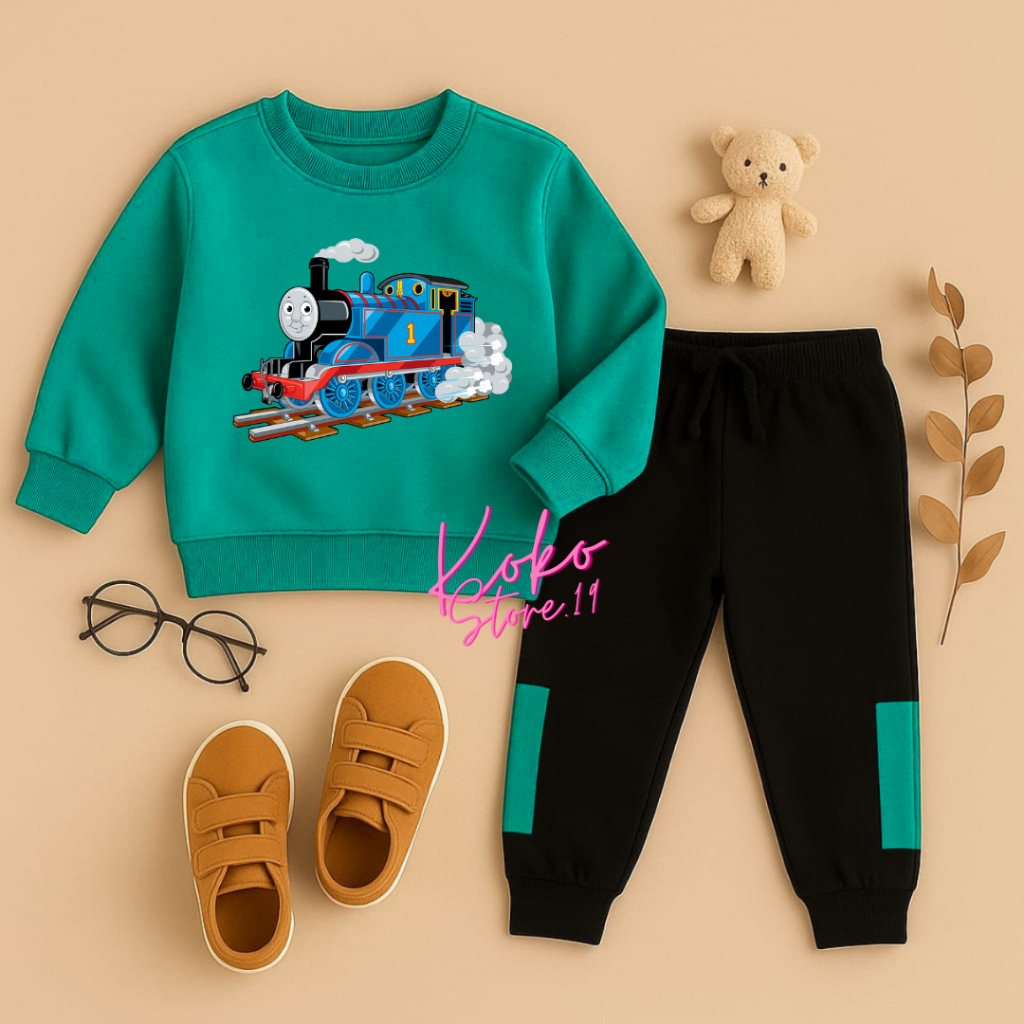 Setcel Joger Boys Clothes Jogger Sweater Suit Thomas Train Image Age 2-8 ปี