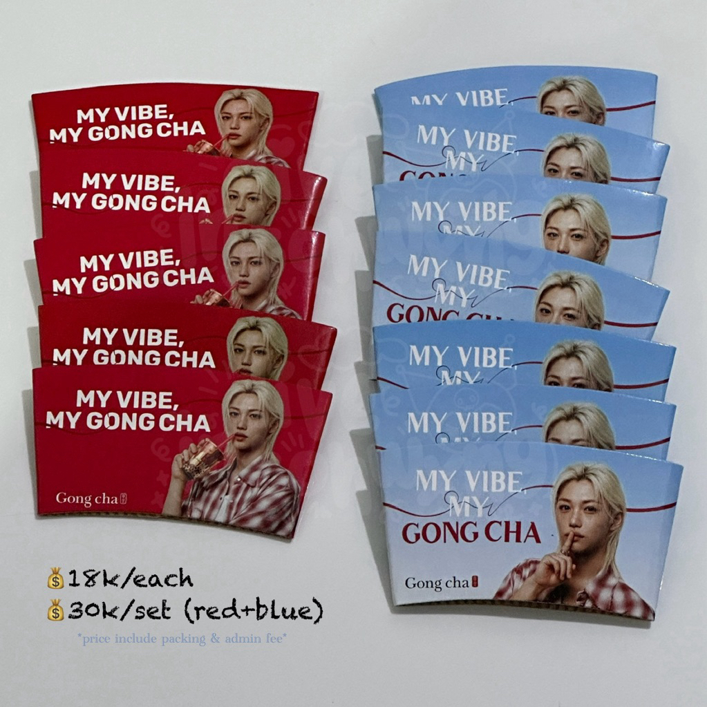 MERAH CUPSLEEVE GONGCHA X FELIX Stray Kids Sleeve สีแดง สีน้ําเงิน V1 V2 สีแดง สีฟ้า