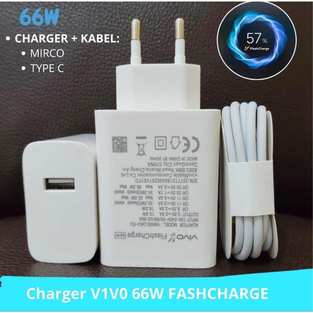 เครื่องชาร์จ VIVO 66W / casan vivo Type C T1 5G V23 V21 V25 V27 V29 V30 X70 flash Charge / 66 วัตต์