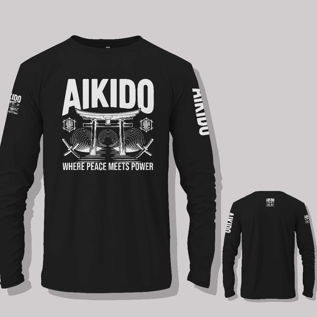 เสื้อยืดแขนยาว Aikido Distro - สันติภาพเท่ากับพลัง | เสื้อยืดแขนยาว Aikido