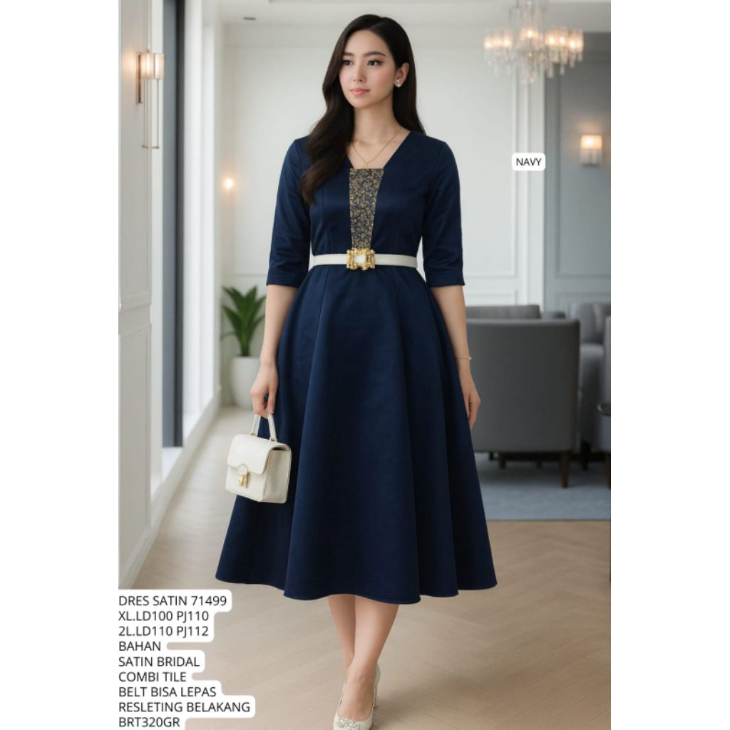 เดรสผ้าซาติน 71499**