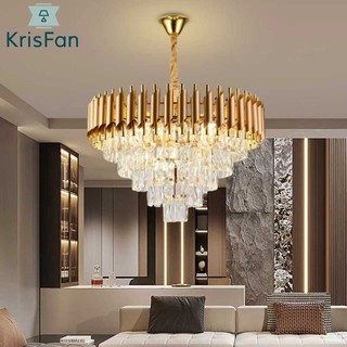 Lampu kristal gantung Krisfan mewah ruang tamu ruang makan kamar tidur LED tiga warna hias