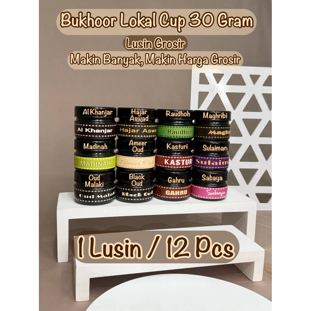 LOKAL King - 1 DOZEN Local Bukhoor 30 Gram Bukhur Sultan Buukhoor Oud Madinah Bukhur Hajar Aswad Buk