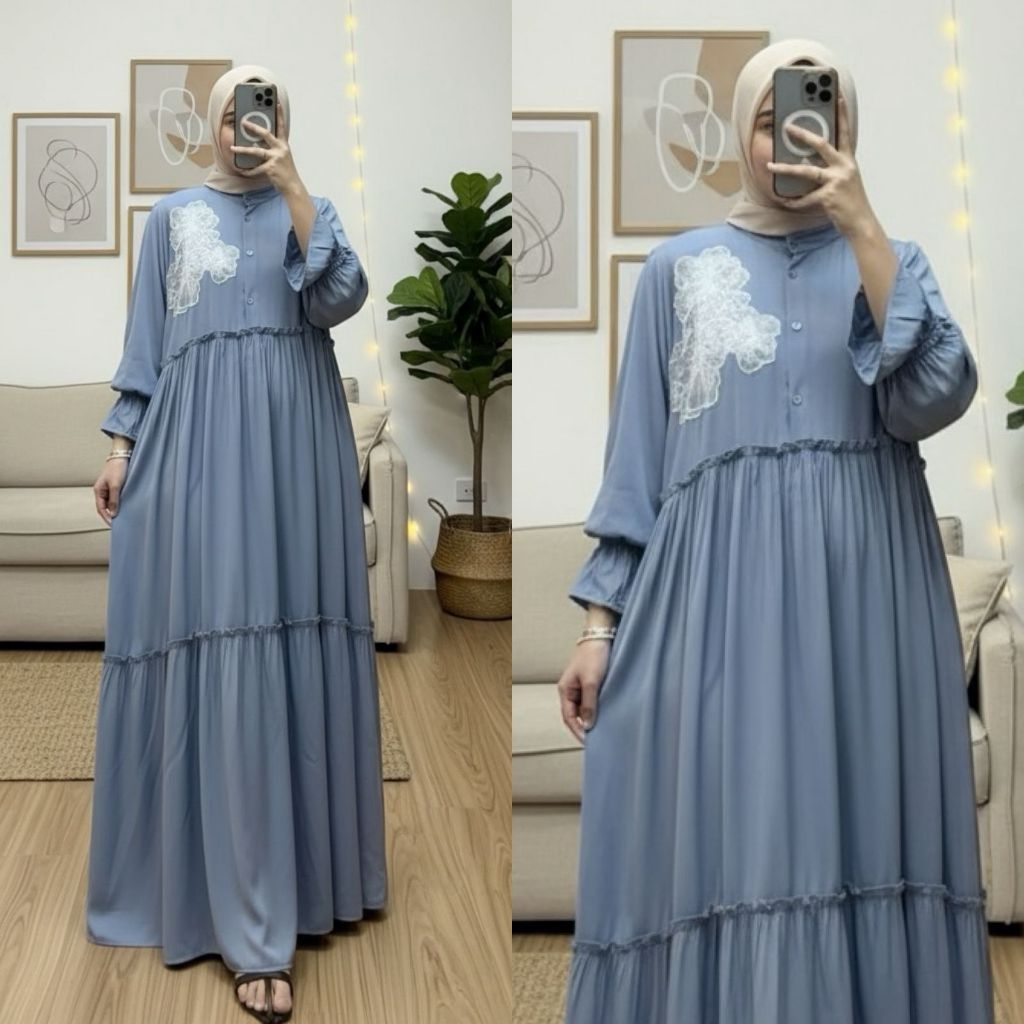SHAKIRA GAMIS BLOOM RAYON TWILL ML XL STANDARD JUMBO BUSUI FRIENDLY // RAYON GAMIS // LATEST WOMENS 
