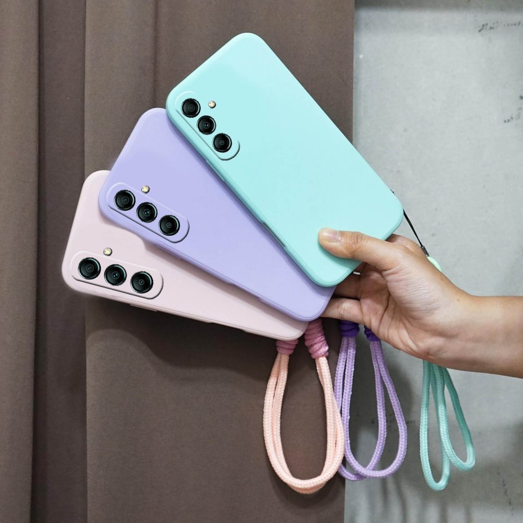 Square Edge Case + Strap For Type Samsung A16 Case Rubber Case Strap Case เคสยืดหยุ่น Elegant Case C