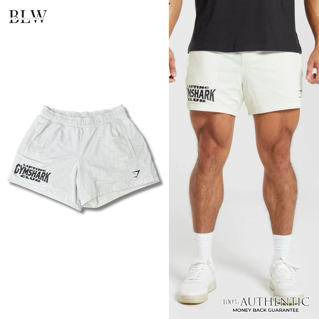 Gymsh*rk Lifting Club Short Pants สีขาว | กางเกงยิมผู้ชายพรีเมี่ยม GC-01