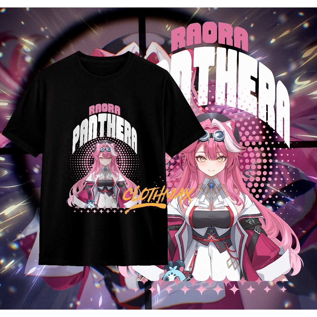 เสื้อยืดผู้ใหญ่ Hololive Tshirt Raora Panthera พรีเมี่ยม Unisex Soft Combad 24s ฟัน Murin