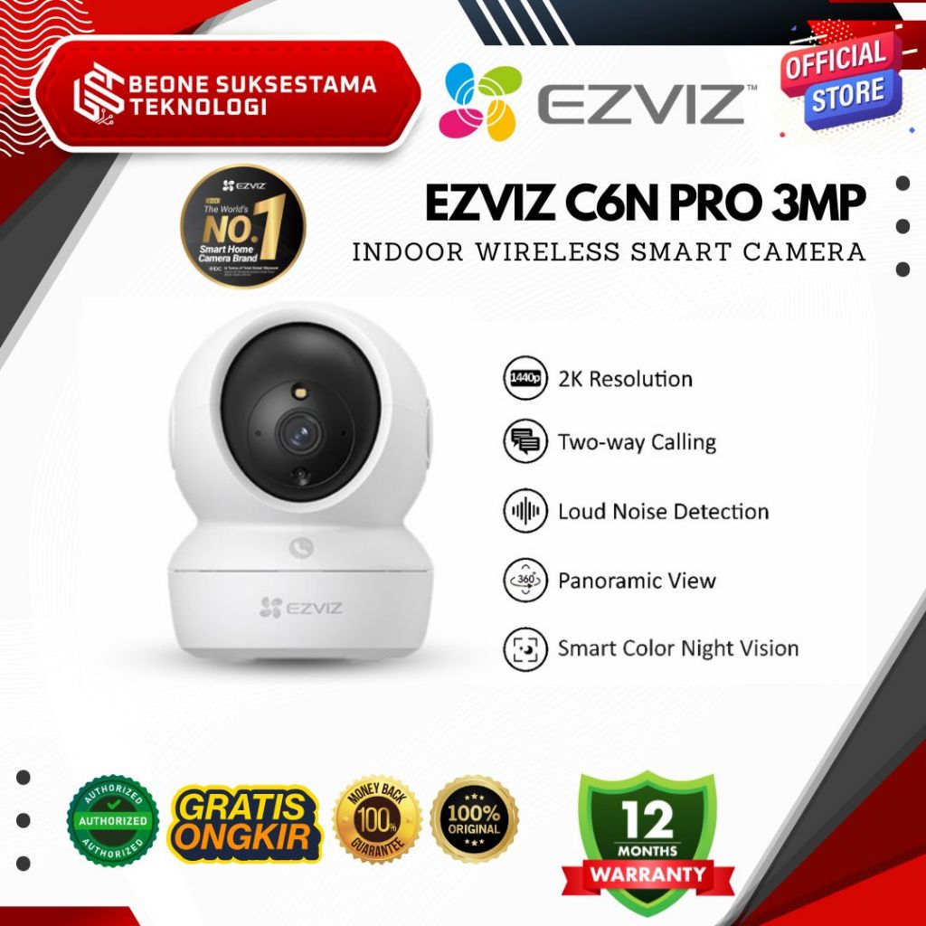 EZVIZ C6N Pro 3MP 2K สมาร์ท Wifi Pan Tilit กล้องกล้องวงจรปิดในร่ม
