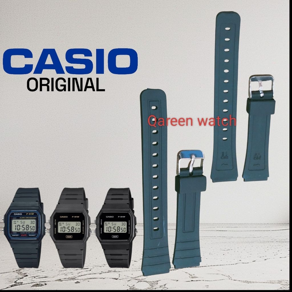 Casio 91 F91 F-91 F-91W F-91WM สายนาฬิกายาง Casio ทั่วไป F-91
