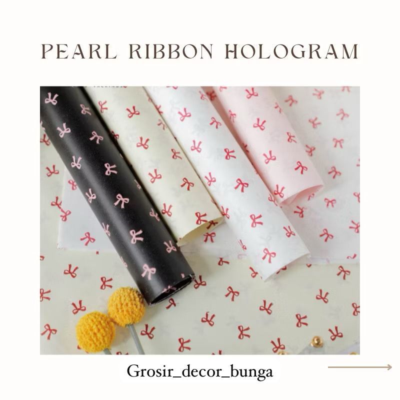 PEARL RIBBON PAPER CELLOPHANE WRAPPING DRAWSTRING BOUQUET TISSUE PAPER PEARL MOTIF FLOWER BOUQUET ขอ