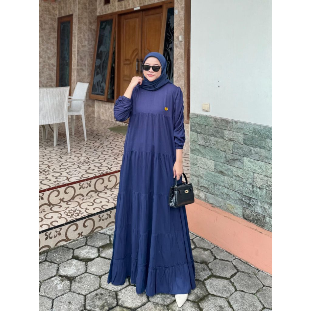 Gamis Dress ผ้าเรยอนเหนียว Maxy Juliet Dress สีน้ําตาล สีน้ําตาลมัสตาร์ด อิฐ กรม ชมพู mauve