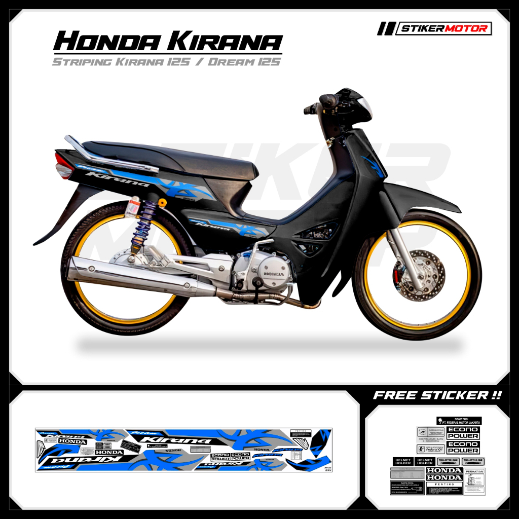 KIR29 Striping สติกเกอร์ Honda Kirana 125 Honda Dream 125 Motohai Variations Striker สติกเกอร์ Strip