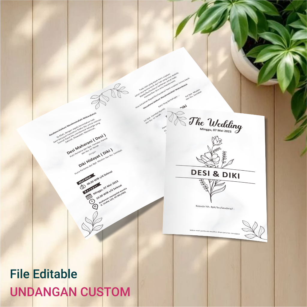 BC TIK 150 แกรม คําเชิญงานแต่งงานที่หรูหราในอินโดนีเซีย