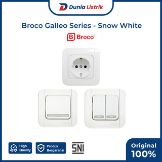 Saklar & Stop Kontak Tanam Seri Galleo Broco Warna Putih | Saklar Engkel G161 | Saklar Seri G162 | Stop Kontak G151 - Broco