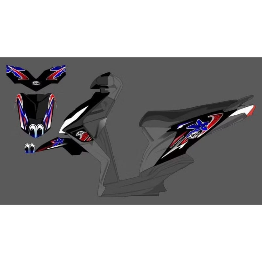 สติ๊กเกอร์ TRANSPARENT STRIPING BEAT CARBON COSTUME ARAI NAKANO