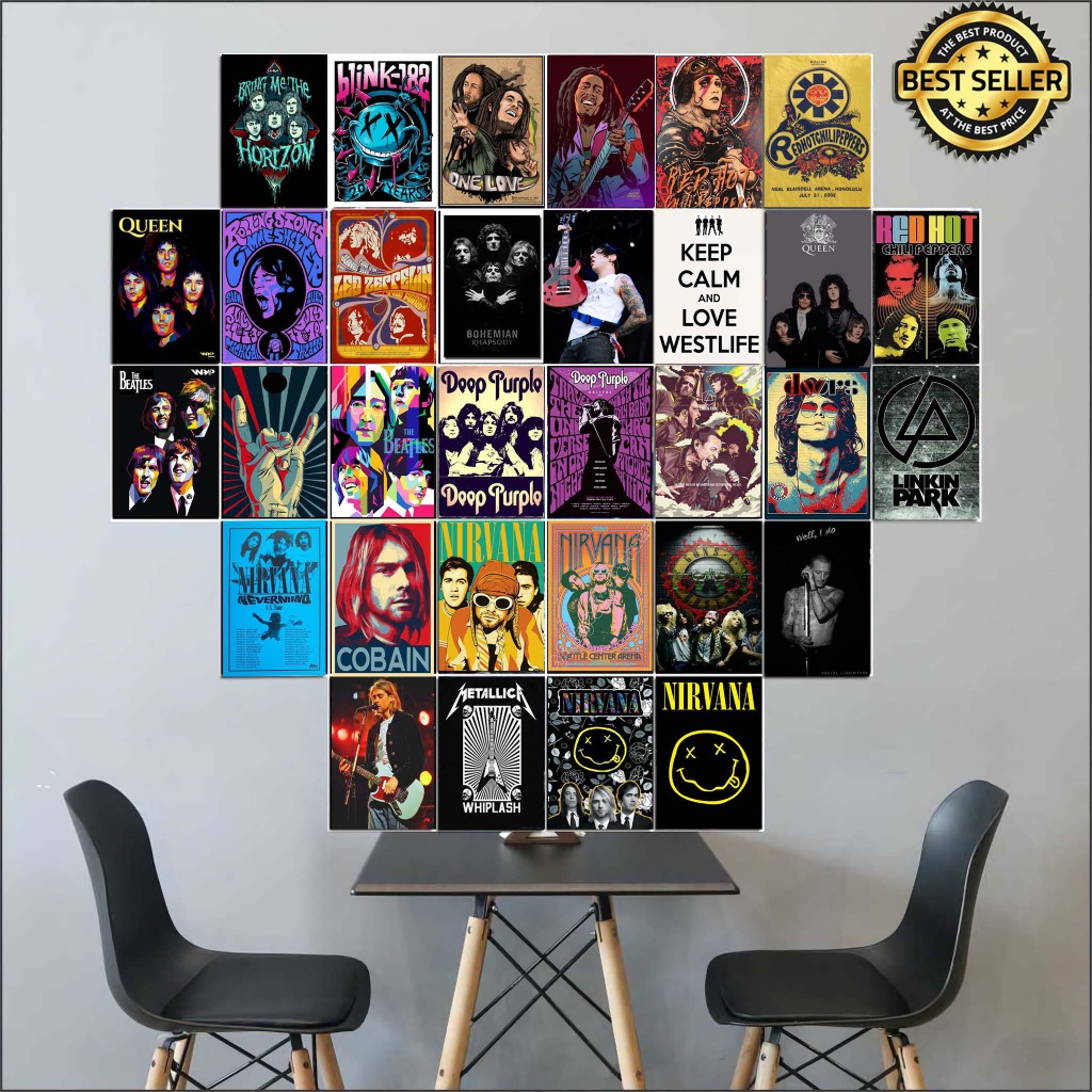 โปสเตอร์ติดผนัง MUSICIAN BAND/ROCK N ROLL โปสเตอร์/AVEENGED/NIRVANA/COPLAY/ฟรีสติ๊กเกอร์/ฟรี CUSTOM/