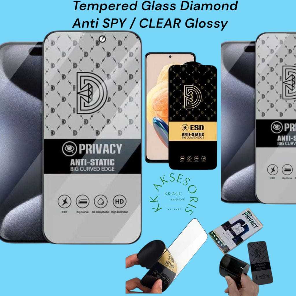 กระจกนิรภัย Diamond Anti SPY/Clear Oppo K1 K3 K5 K7 K9 K9 PRO K10 K10X F9 F9 PRO F11 F11 PRO F15 F17