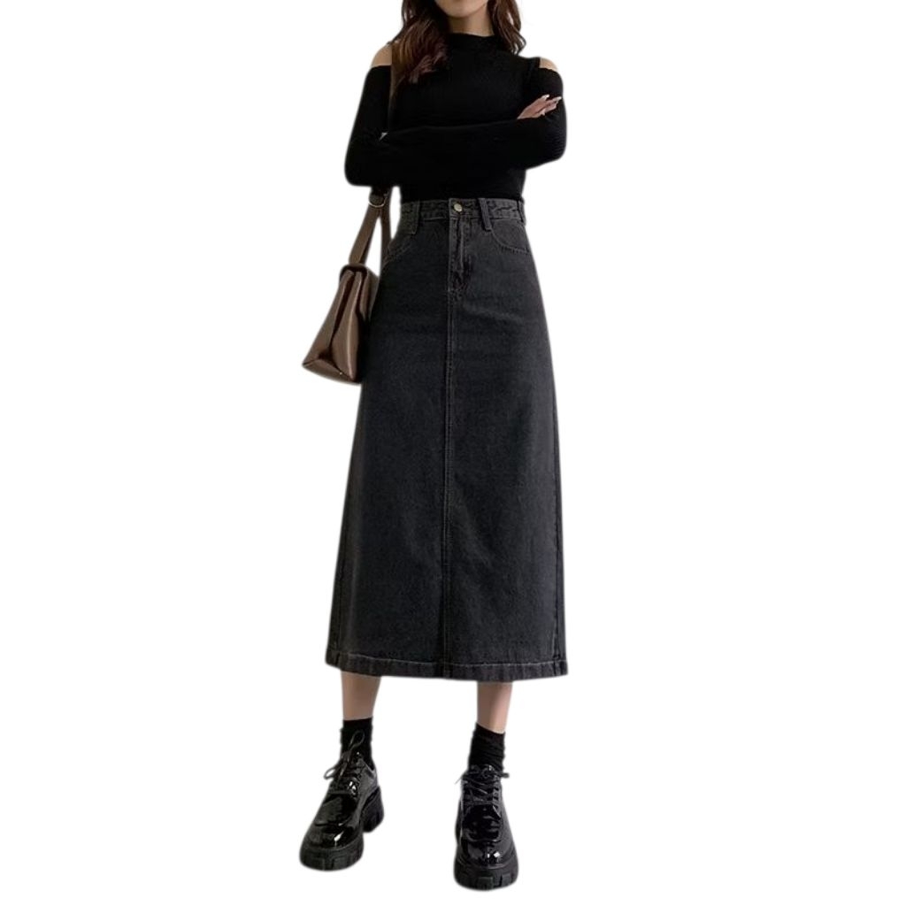 KOREAN JEANS SKIRT WITH SPLIT BACK//SPECIAL COLOR 7/8 JEANS SKIRT