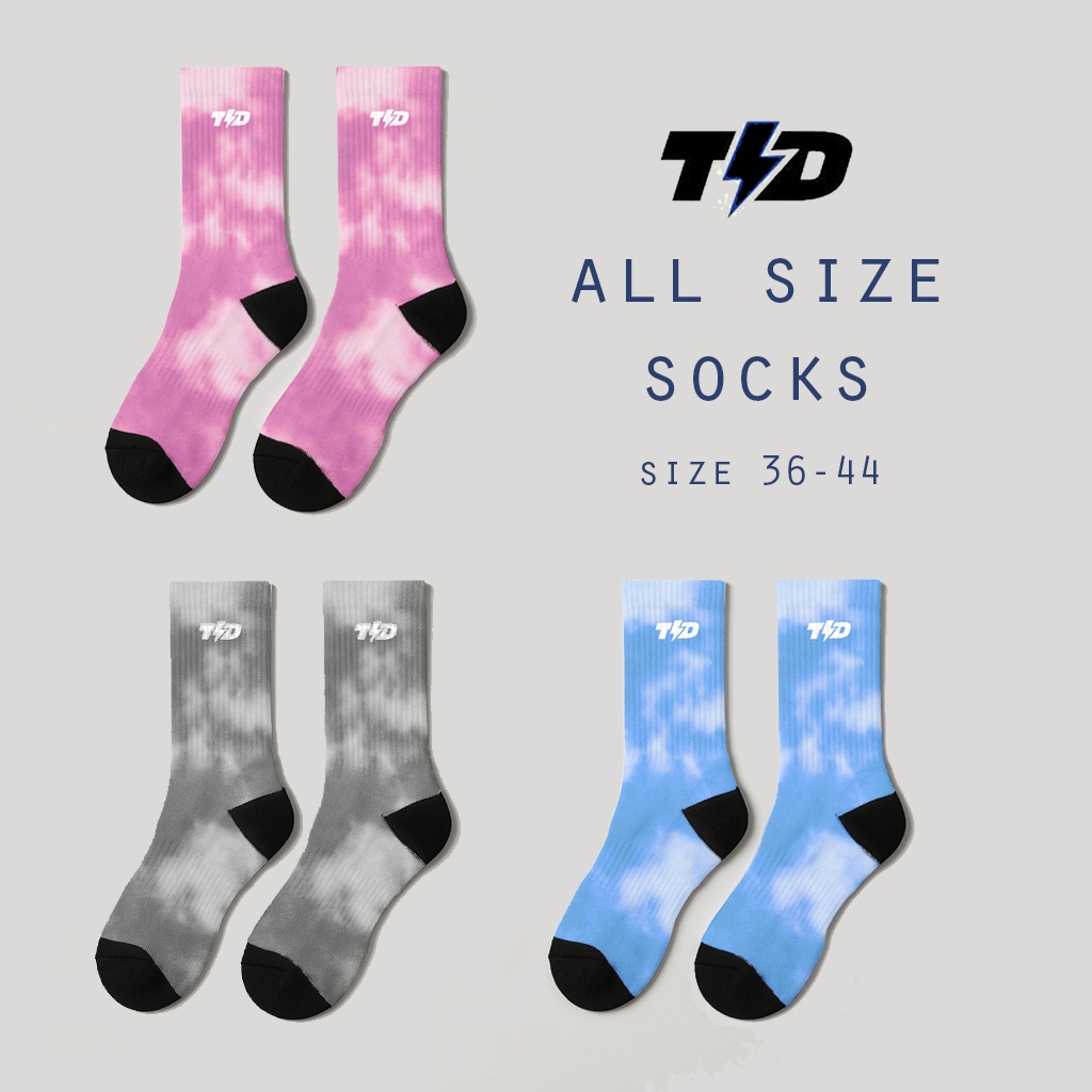 ถุงเท้ามัดย้อมสีเทาผู้หญิง TdBolt ABA27 สีฟ้า ABA26 สีชมพู ABA25