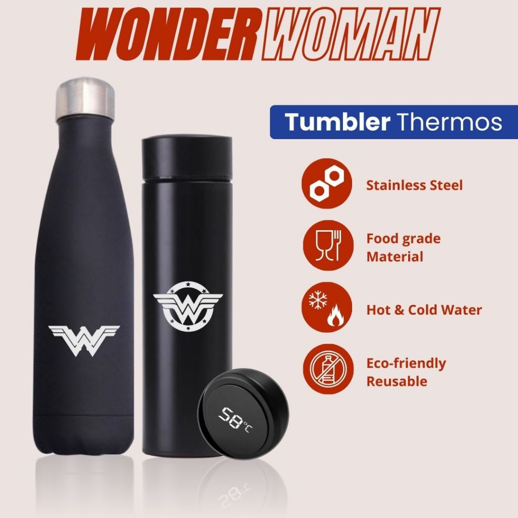 TERMOS WONDER WOMAN - TUMBLER THERMOS CUSTOM DESIGN โลโก้ WONDER WOMAN