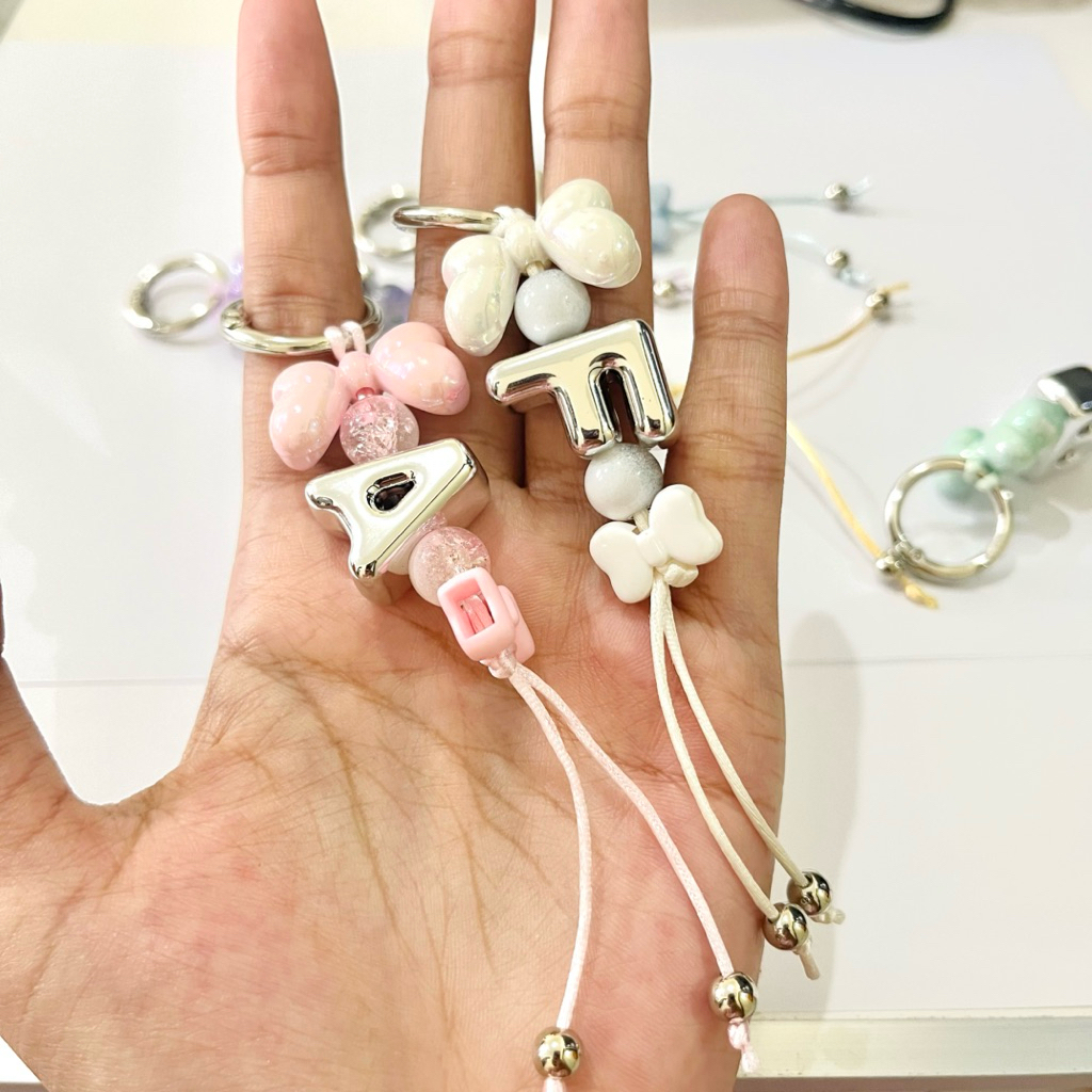 GANTUNGAN Bagcharm Alphabet Gemoy Silver | พวงกุญแจเกาหลี | พวงกุญแจ Viral | พวงกุญแจน่ารักๆ