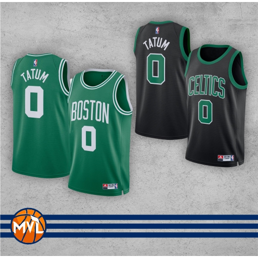 เสื้อบาสเก็ตบอล HIJAU Tatum Celtics 0 สีเขียวสีดํา