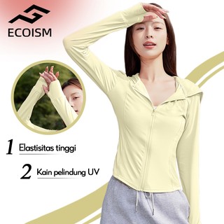 ECOISM Jaket Olahraga Wanita Lengan Panjang Hoodie Sport Anti UV UPF50+ Ice Cool Adem
