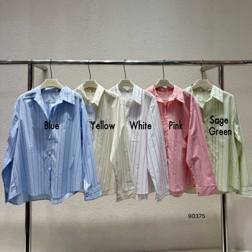 KEMEJA Wanwan Clothing เสื้อเชิ้ตลาย Top | เสื้อเชิ้ตสตรีลายทางพื้นฐานระดับพรีเมียม | เสื้อเชิ้ตลายเ