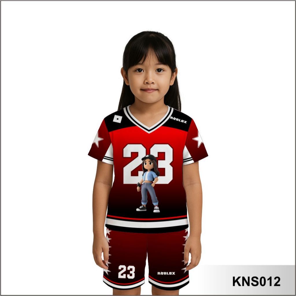Roblox Mikey Red Kids T-Shirt Jersey Set วัสดุ Dryfit สวมใส่สบาย