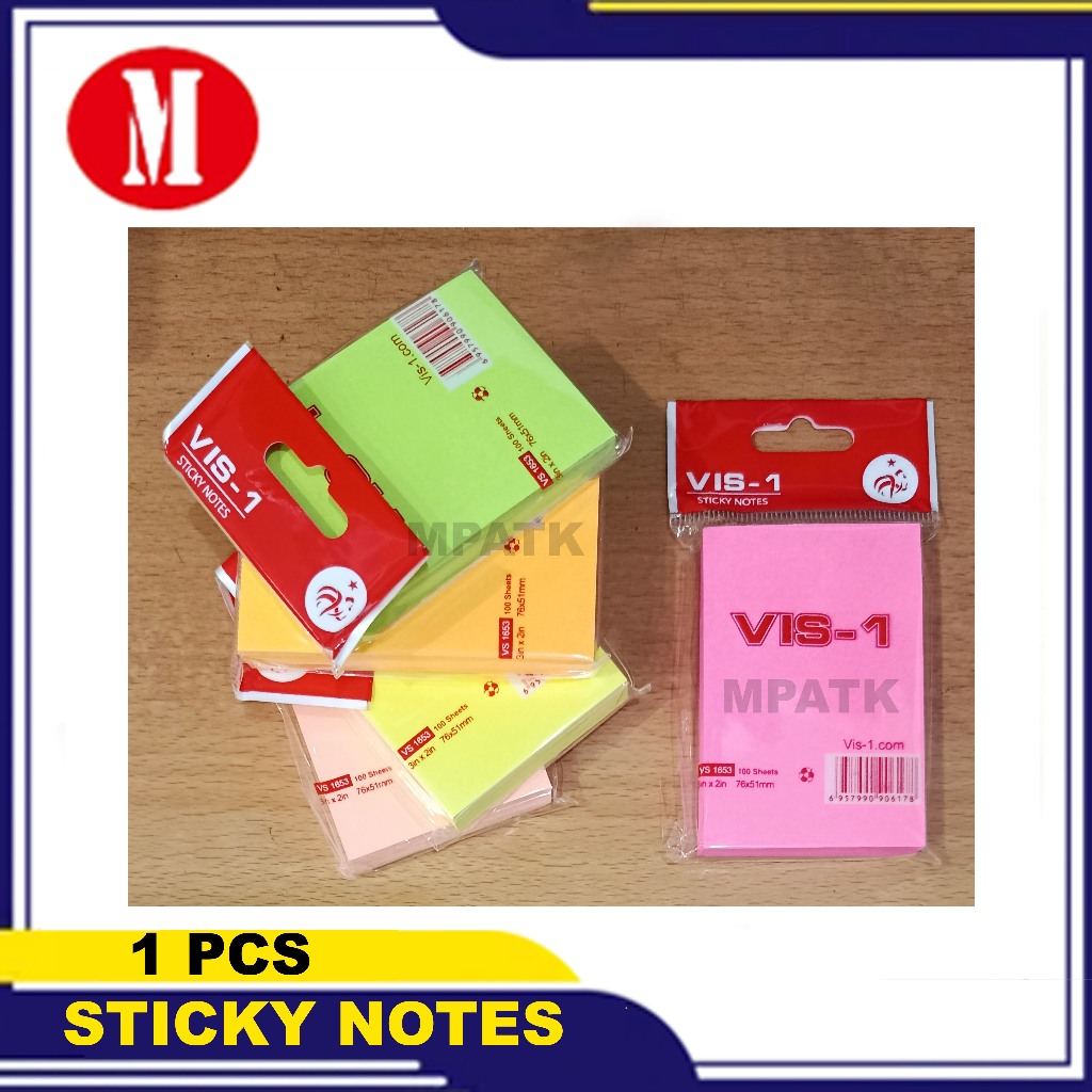 Sticky Notes Vis-1 VS-1653 76 X 51mm 1 สี 100 แผ่น
