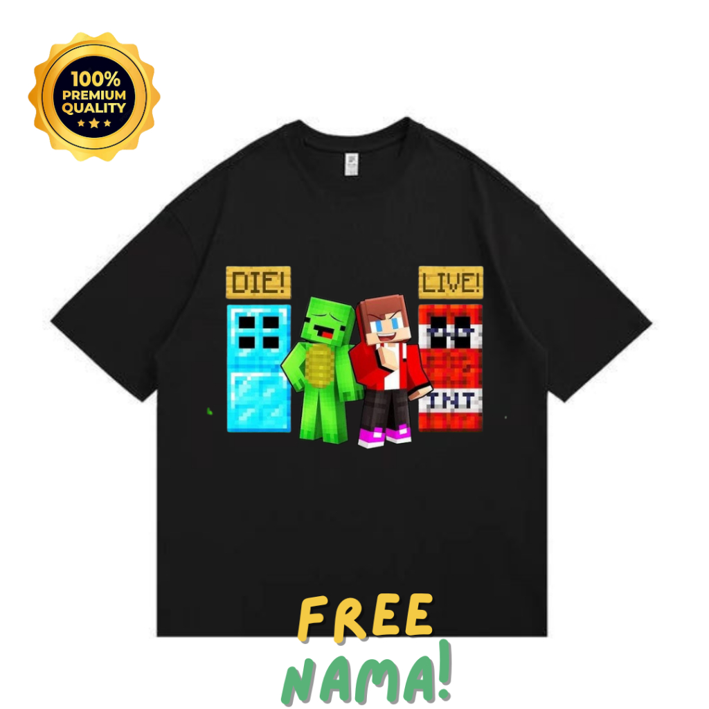 Jj mikey minecraft เสื้อยืดเด็กพร้อมพิมพ์ชื่อฟรี