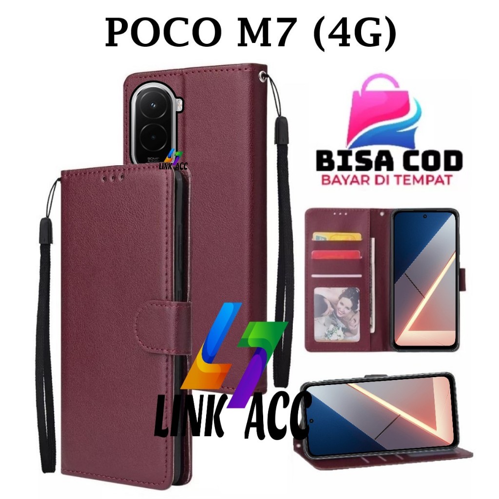POCO M7 (4G) FLIP LEATHER CASE PREMIUM - FLIP WALLET CASE LEATHER FOR POCO M7 (4G) - WALLET CASE | F