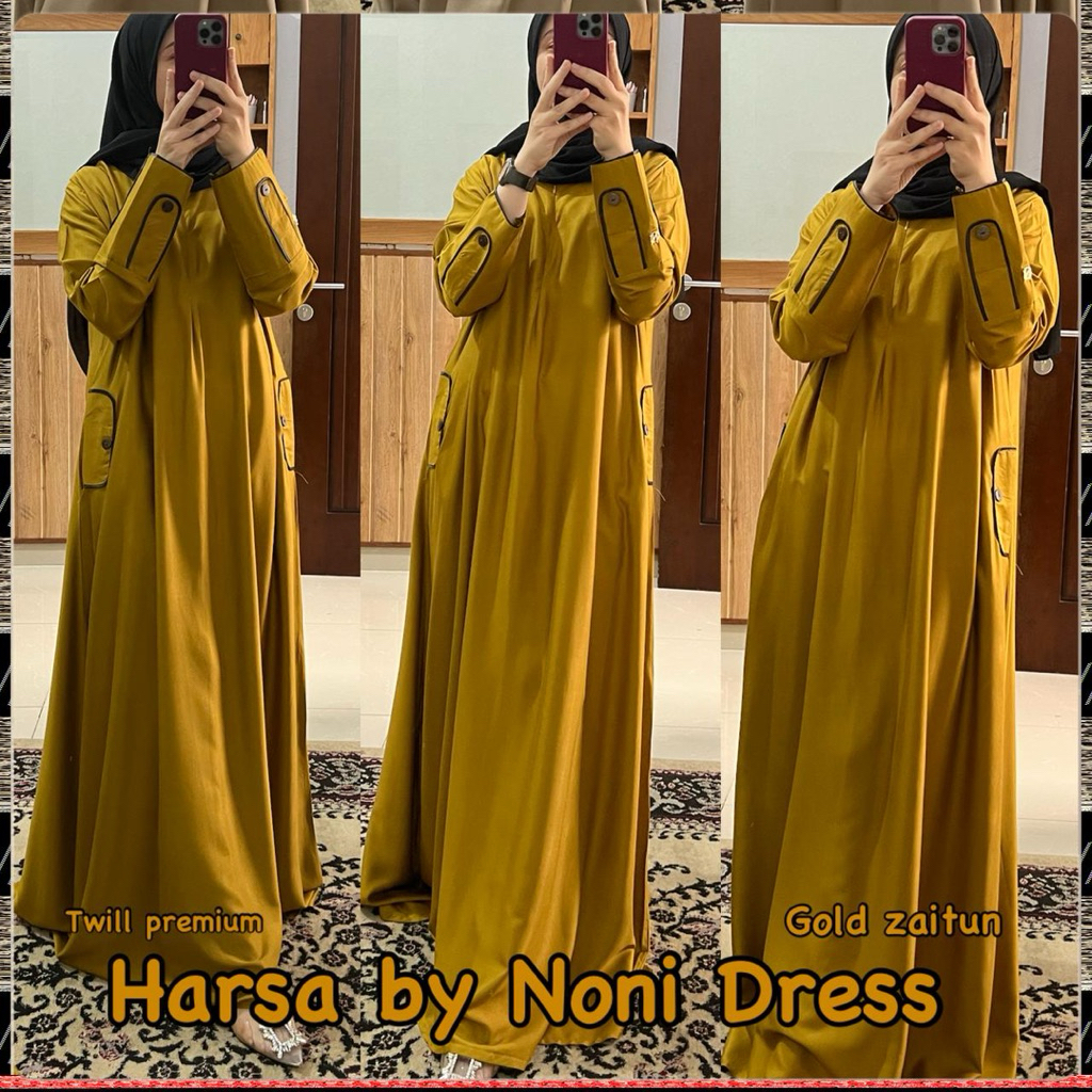 อาหรับ Daster Noni Dress HARSYA Maxi Dress Gamis Twill Premium By Noni