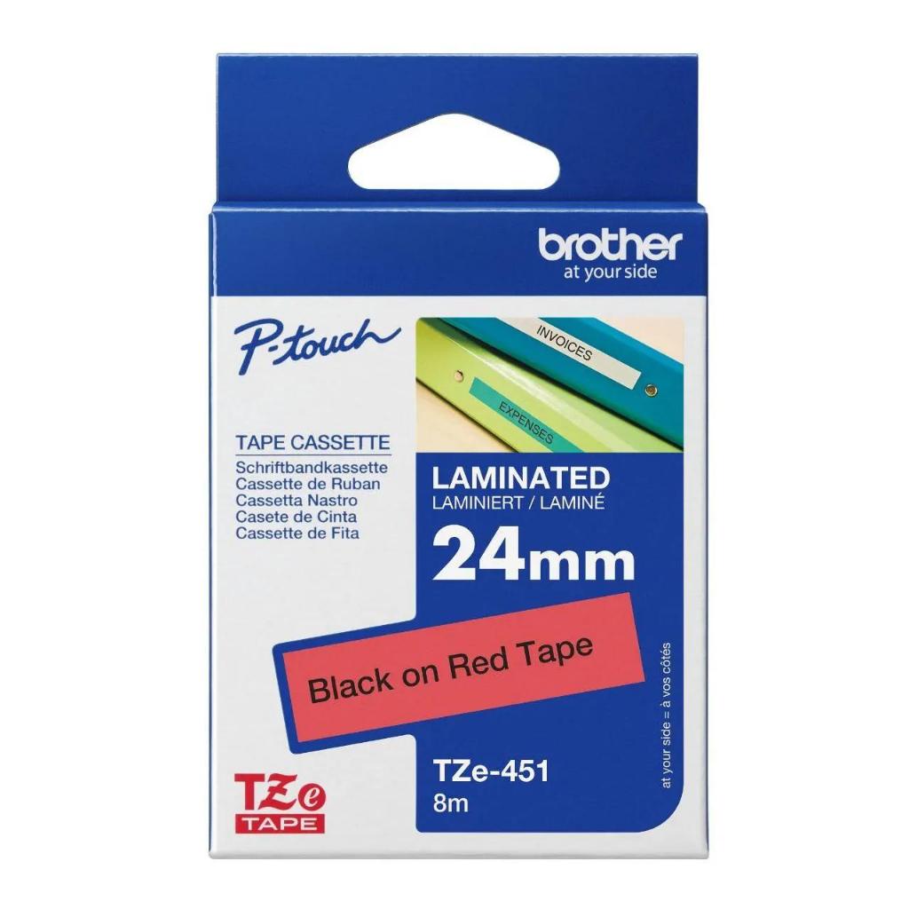 BROTHER Label Tape TZE 451 24mm สีดําบนแดง