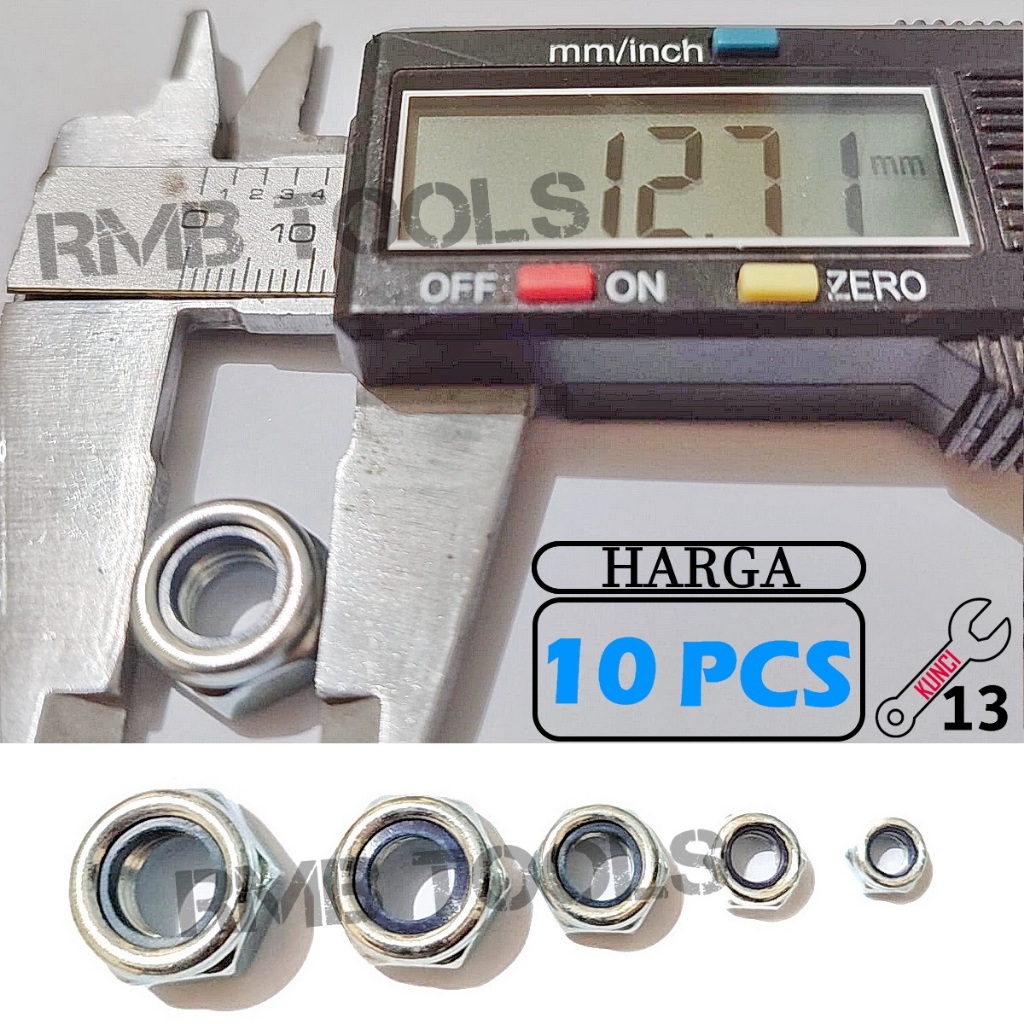 น็อตล็อคไนลอน M8 สีขาว / น็อตล็อคไนลอน M8 Pitch 1.25 คีย์ 13