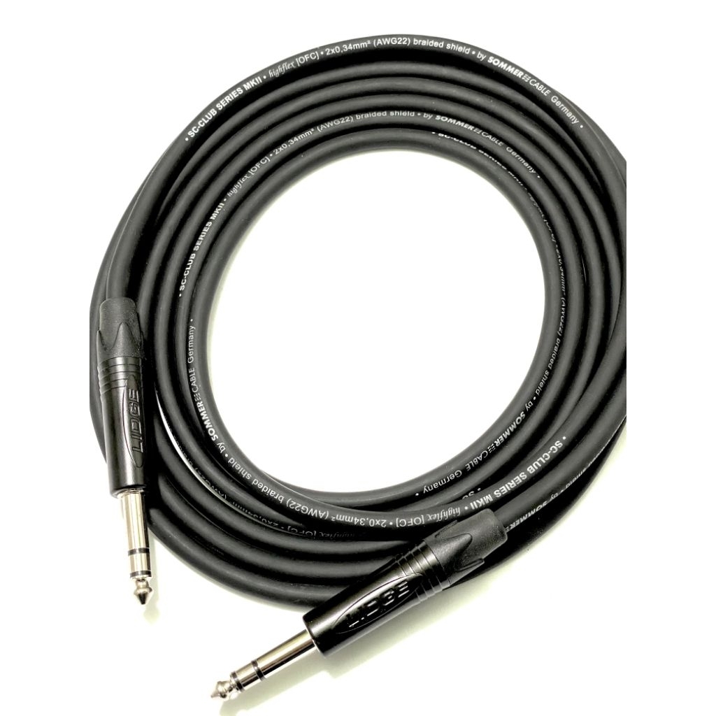 CABLE JACK TRS TO TRS 6.5MM CABLE SOMMER SC CLUB SERIES ORIGINAL GERMANY - CABLE JACK AKAI STEREO TR