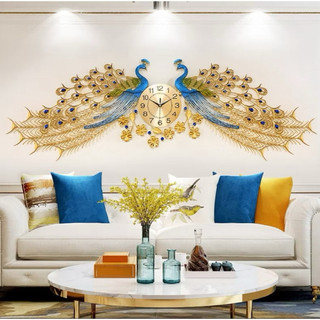TAFFHOME Jam dinding merak jam jumbo luxury jam mewah hiasan dinding jam mewah