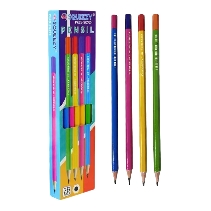[1 แพ็ค] 2B Pencil Squeezy Pencil / ดินสอไม้ PK2B-SQ305
