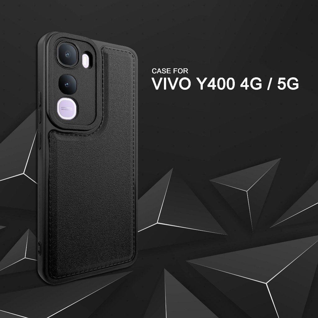 EllaStuff Case VIVO Y400 4G / 5G Softcase PREMIUM LEATHER BLACK Casing VIVO Y400 4G / 5G