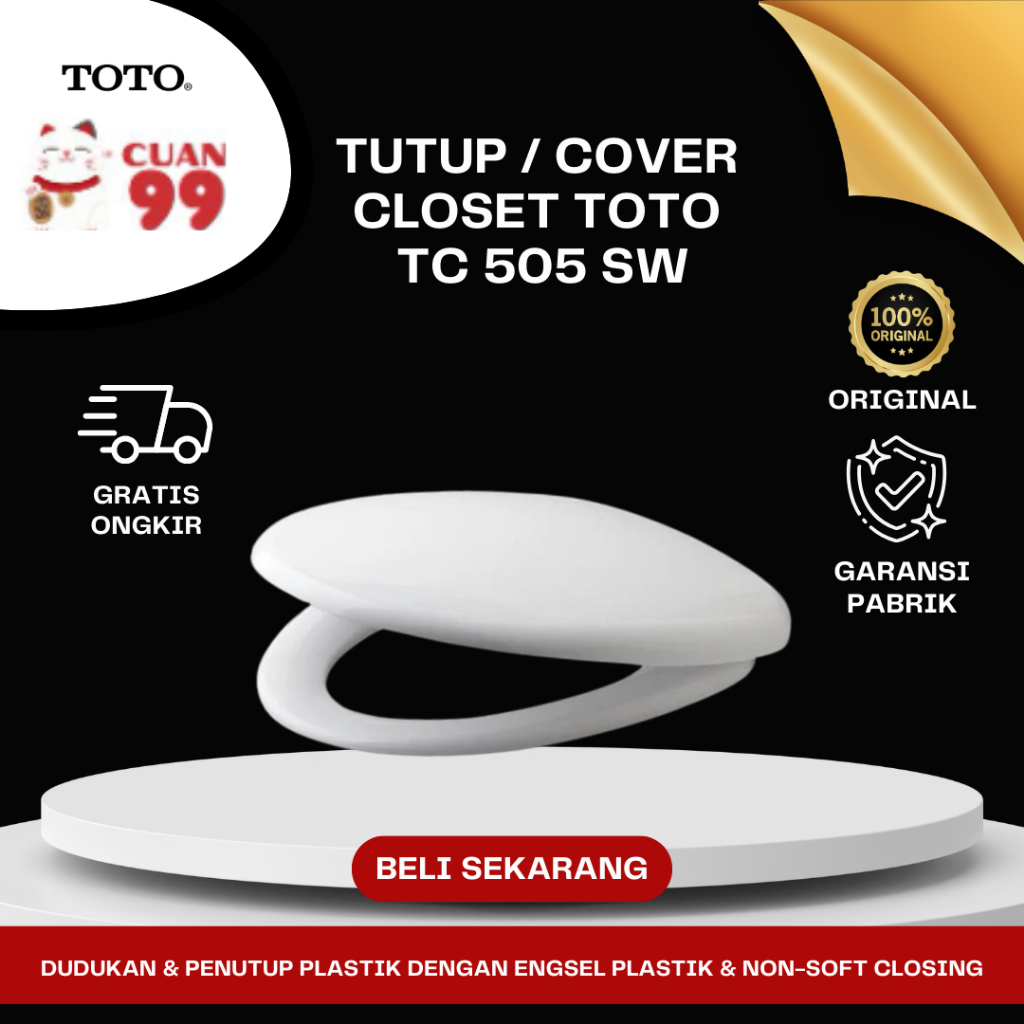 TOTO TC 505 SW ฝาชักโครกสีขาว - TOTO ดั้งเดิม