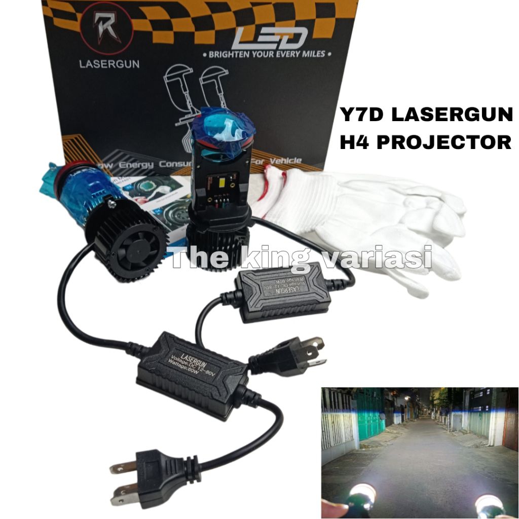 H4 Y7D LASERGUN LED ซ็อกเก็ตไฟหน้า 12-80 VOLT DC 60WATT รถจักรยานยนต์ไฟหน้ารถ H4 Y7D LASERGUN LED Y7