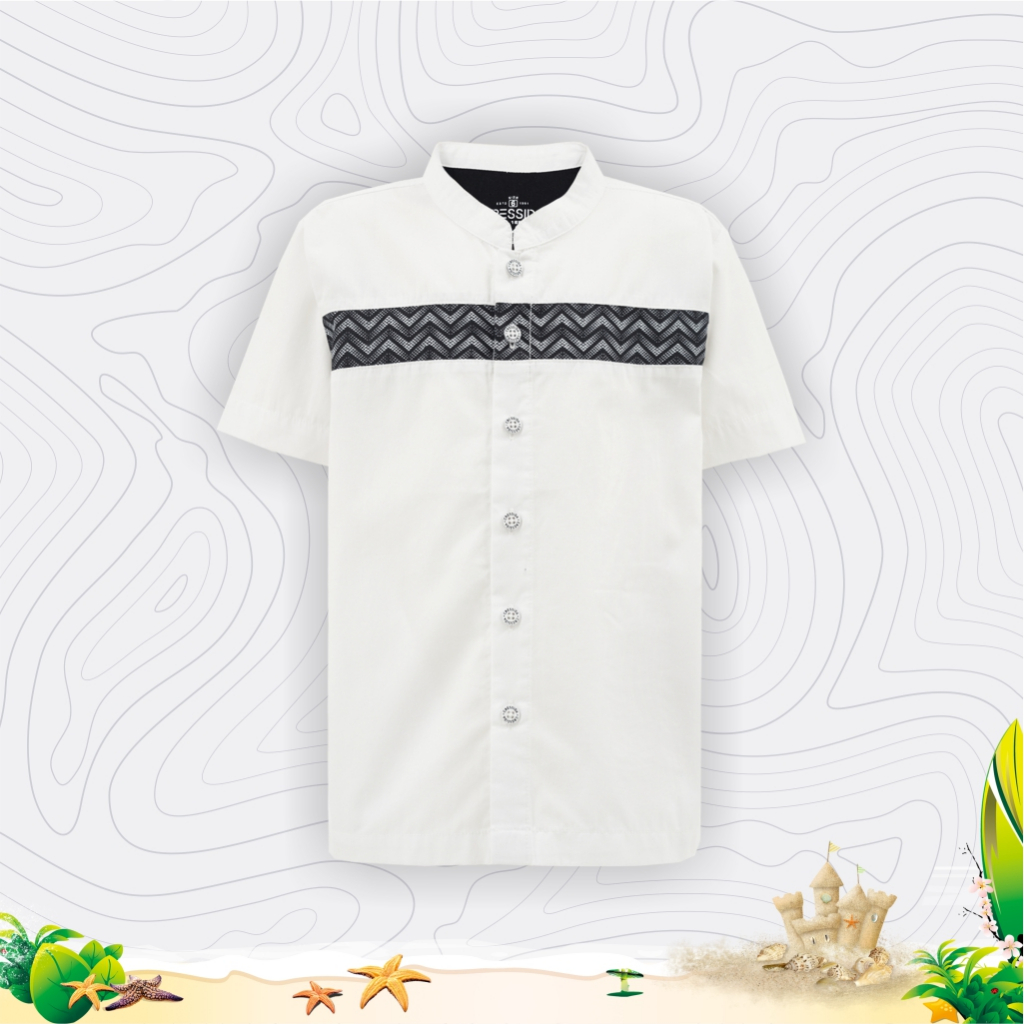 KEMEJA Cressida Kids Boy เสื้อเชิ้ตแขนสั้นสีขาว - 1EB401P